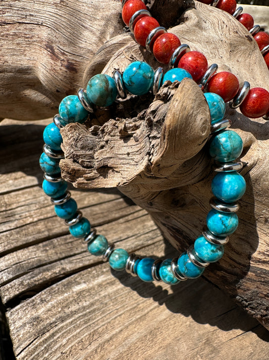 Arizona Turquoise / Sponge Coral Bracelets