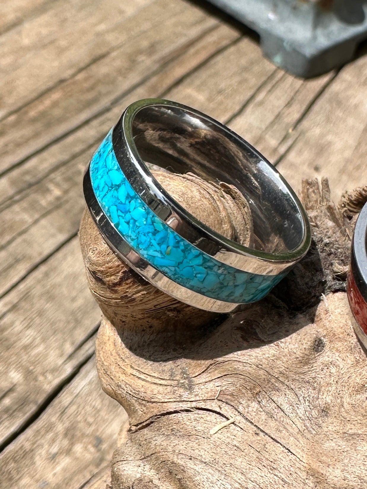 Native American-inspired inlaid rings