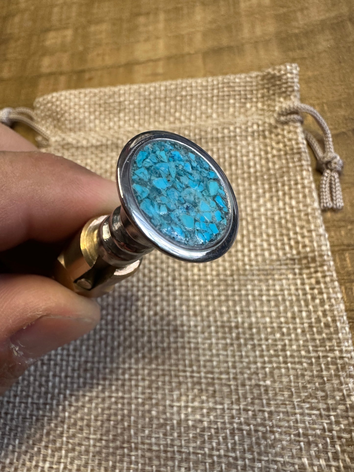 Arizona Turquoise Inlay S&S Enricher Choke Knob (Striped Chalice)