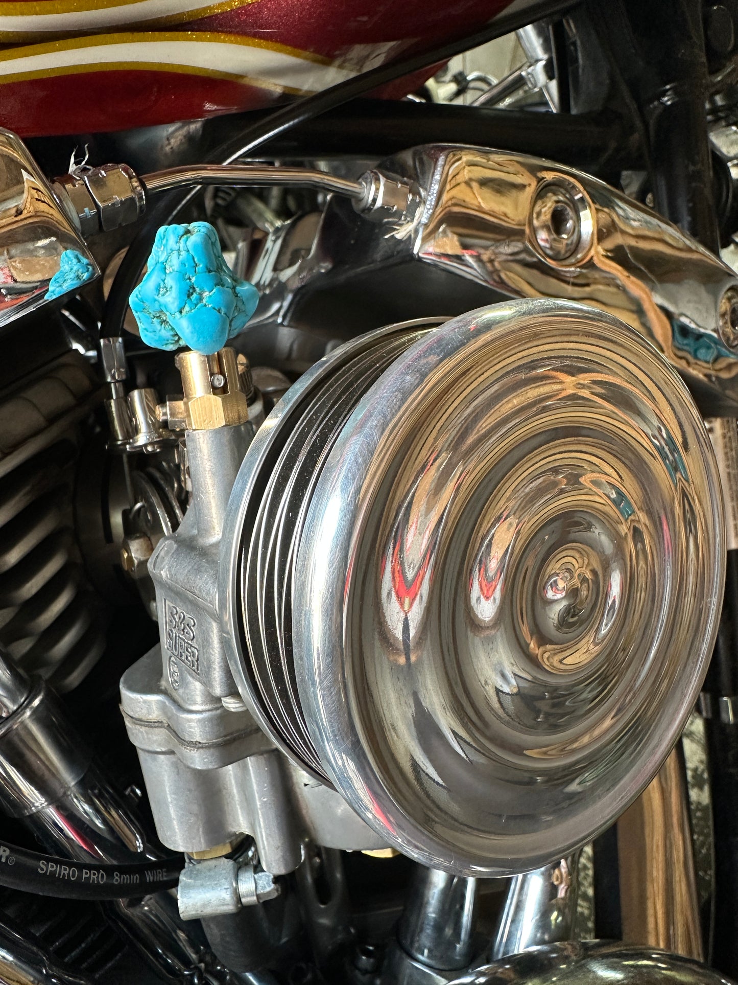 Turquoise S&S Enricher Choke Knob.