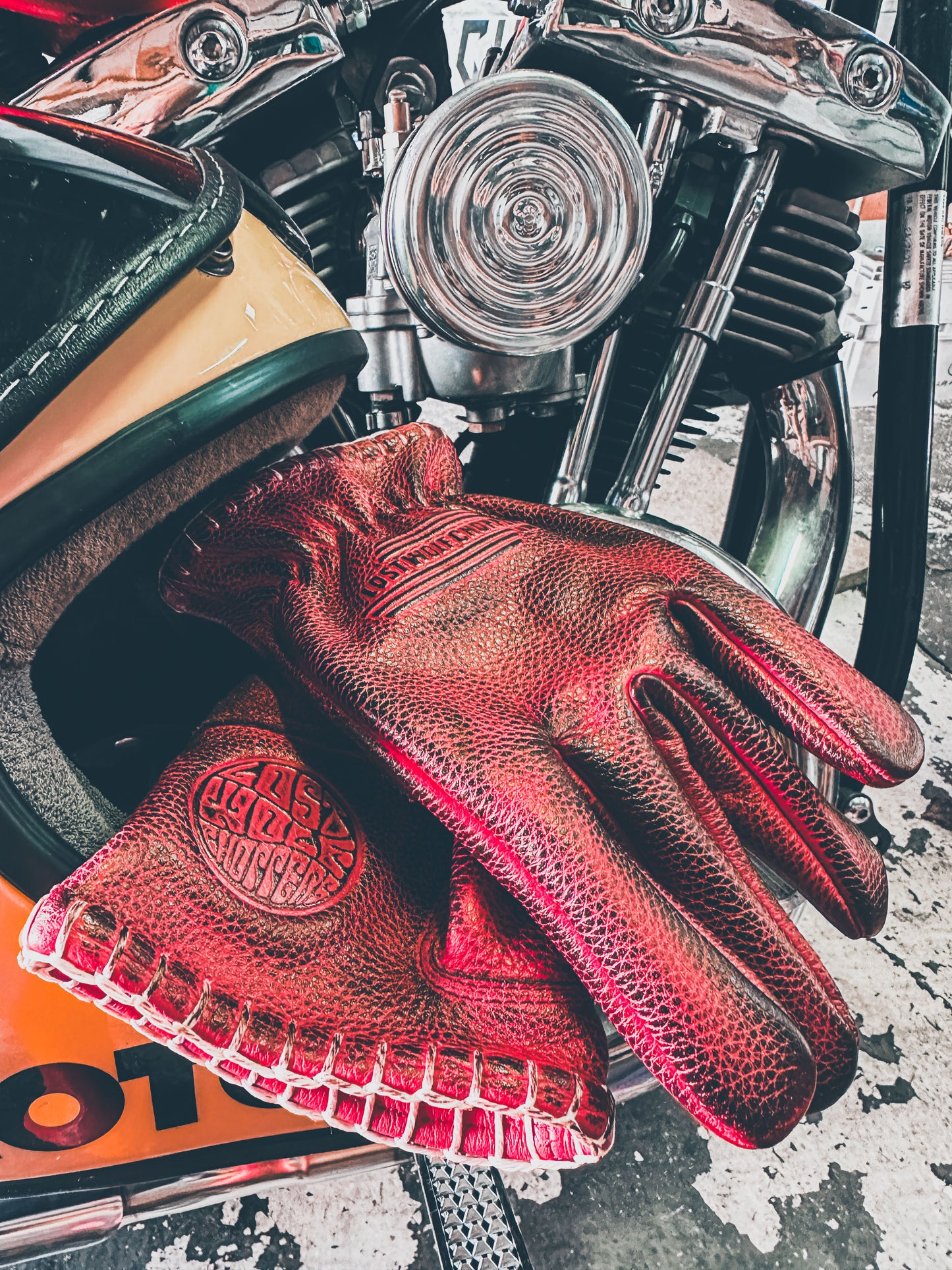 Lost Wolf Choppers Gloves Burnt Red