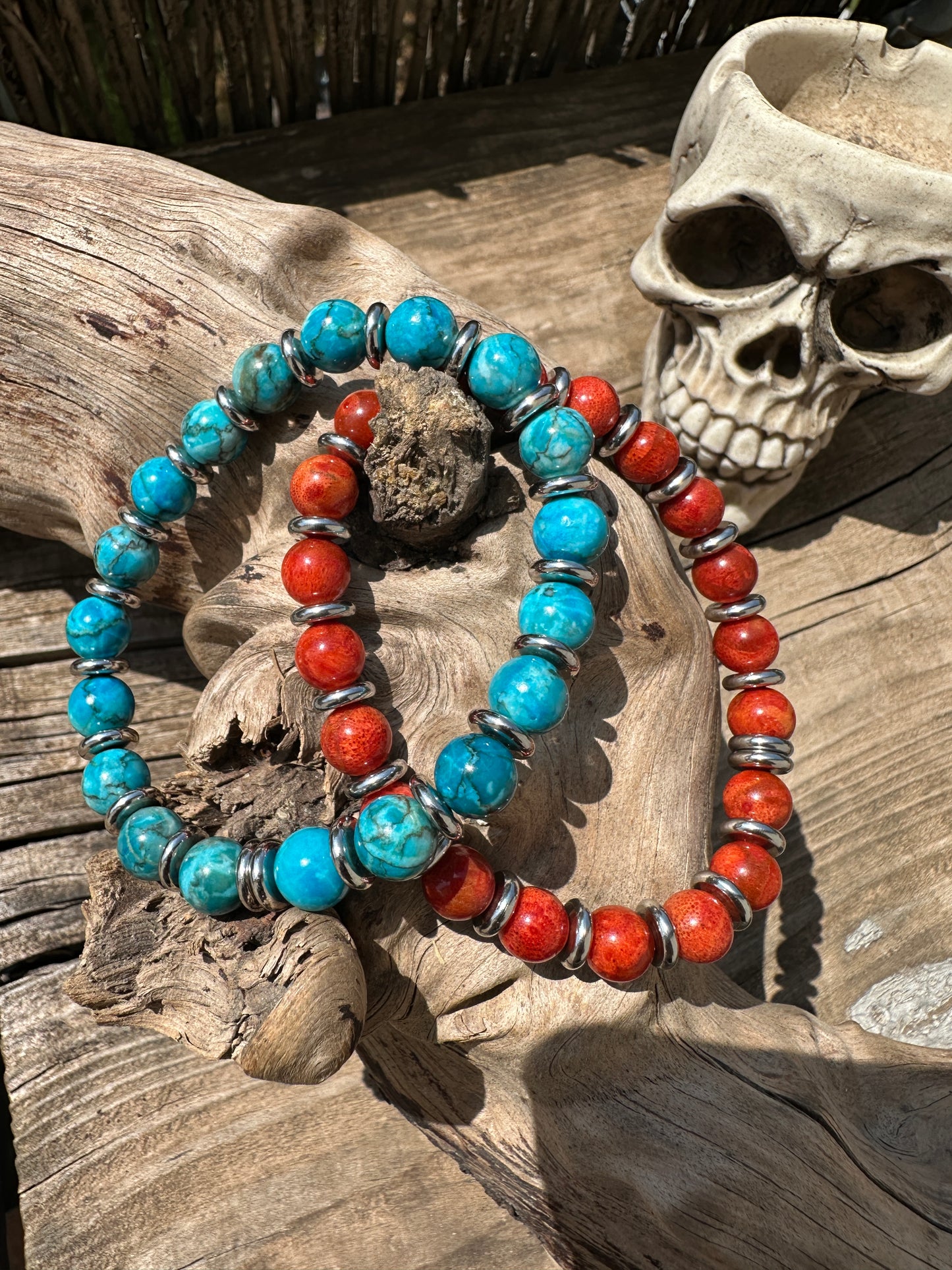 Arizona Turquoise / Sponge Coral Bracelets