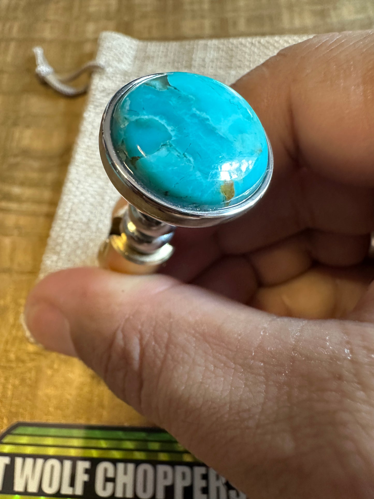 Kingman Arizona Turquoise S&S Enricher Choke Knob (Striped Chalice)