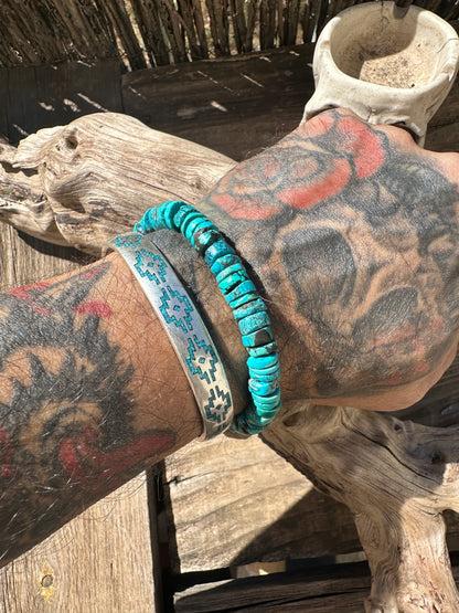 Kingman turquoise Heishi bead bracelet.