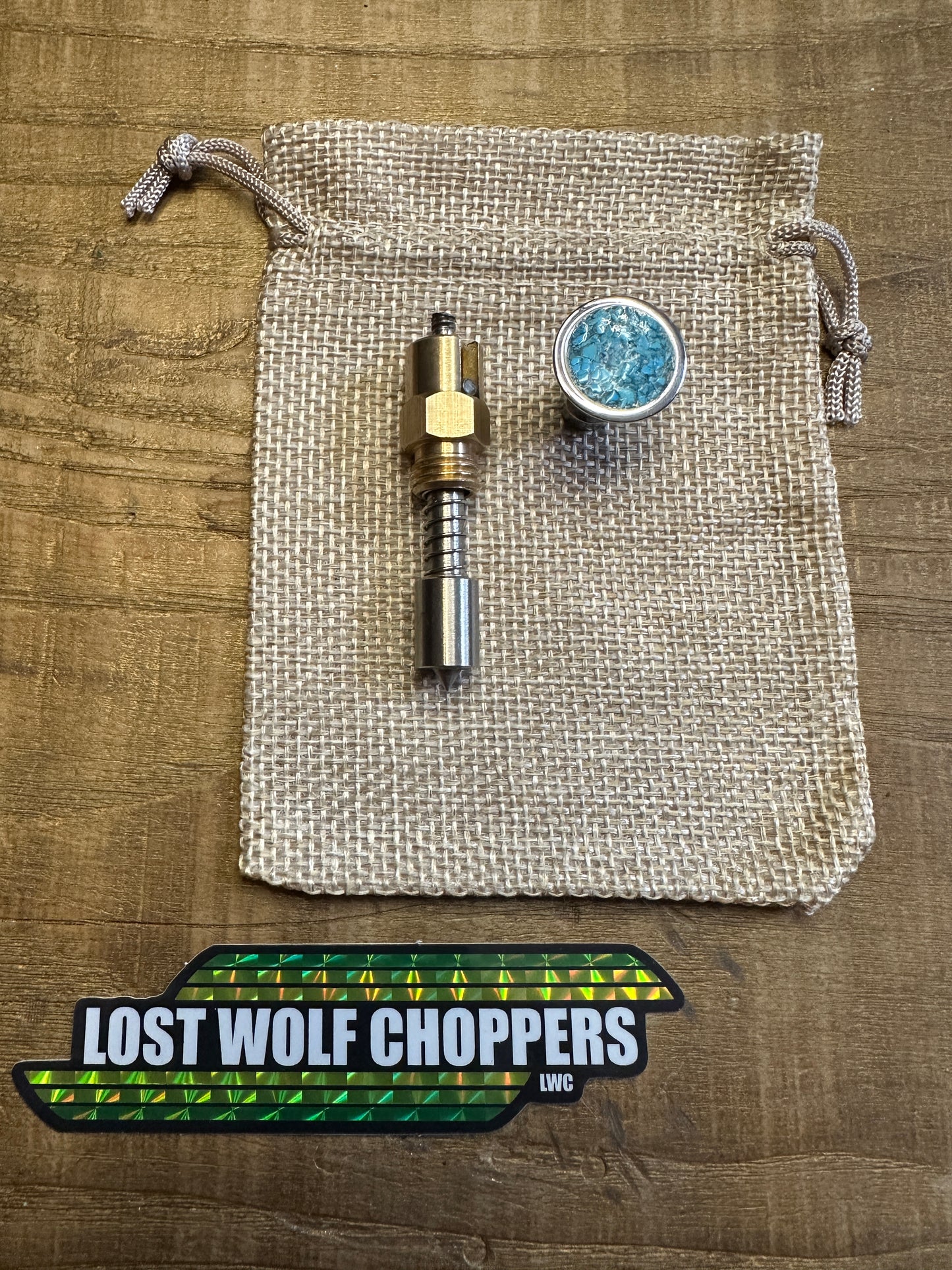 Arizona Turquoise Inlay S&S Enricher Choke Knob (Striped Chalice)