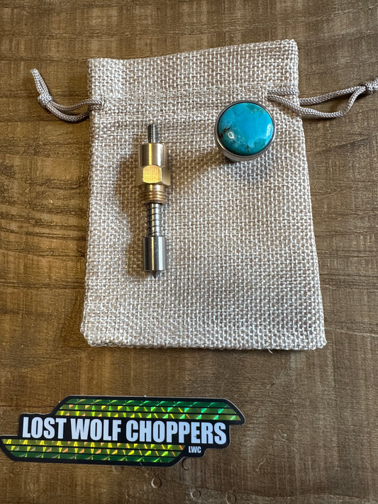 Kingman Arizona Turquoise S&S Enricher Choke Knob (Striped Long)