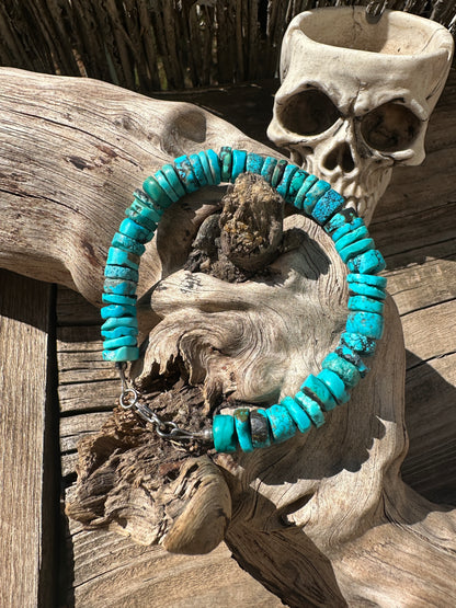 Kingman turquoise Heishi bead bracelet.