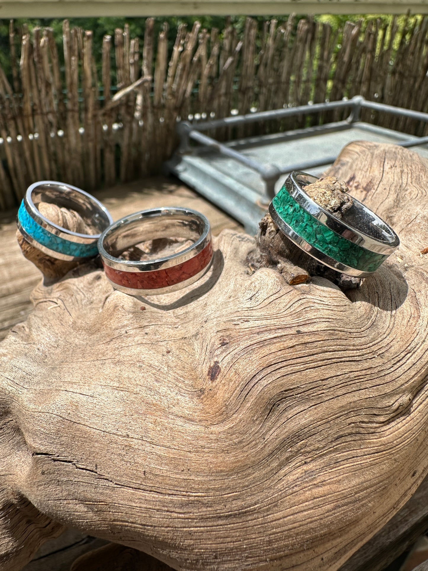 Native American-inspired inlaid rings