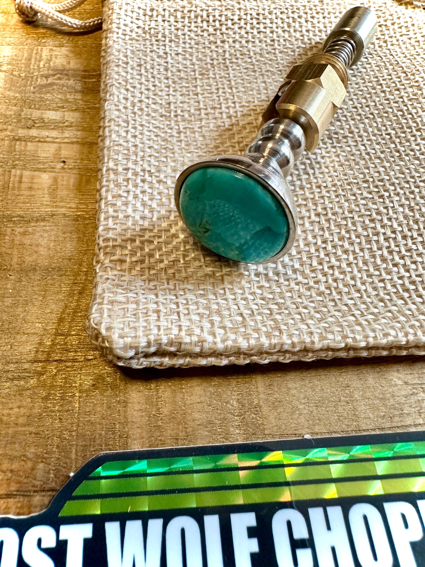 Kingman Arizona Turquoise S&S Enricher Choke Knob (Striped Chalice)