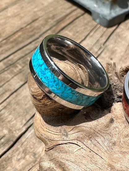 Native American-inspired inlaid rings
