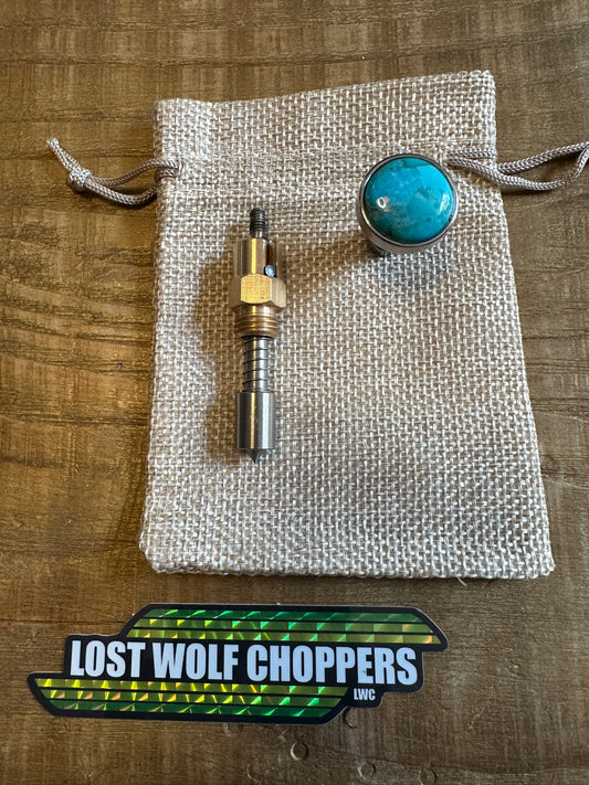 Kingman Arizona Turquoise S&S Enricher Choke Knob (Striped Long)