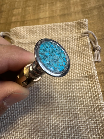 Arizona Turquoise Inlay S&S Enricher Choke Knob (Striped Chalice)
