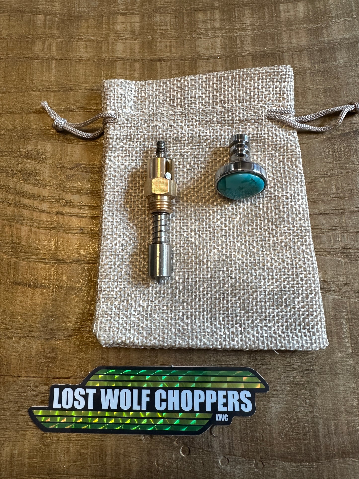Kingman Arizona Turquoise S&S Enricher Choke Knob (Striped Long)