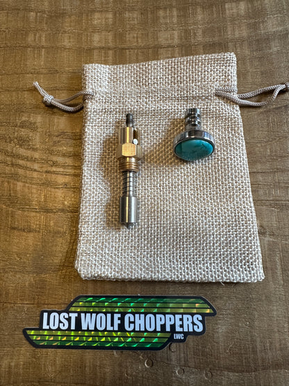 Kingman Arizona Turquoise S&S Enricher Choke Knob (Striped Long)
