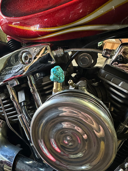 Turquoise S&S Enricher choke knob.