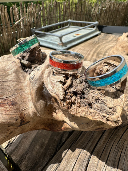Native American-inspired inlaid rings