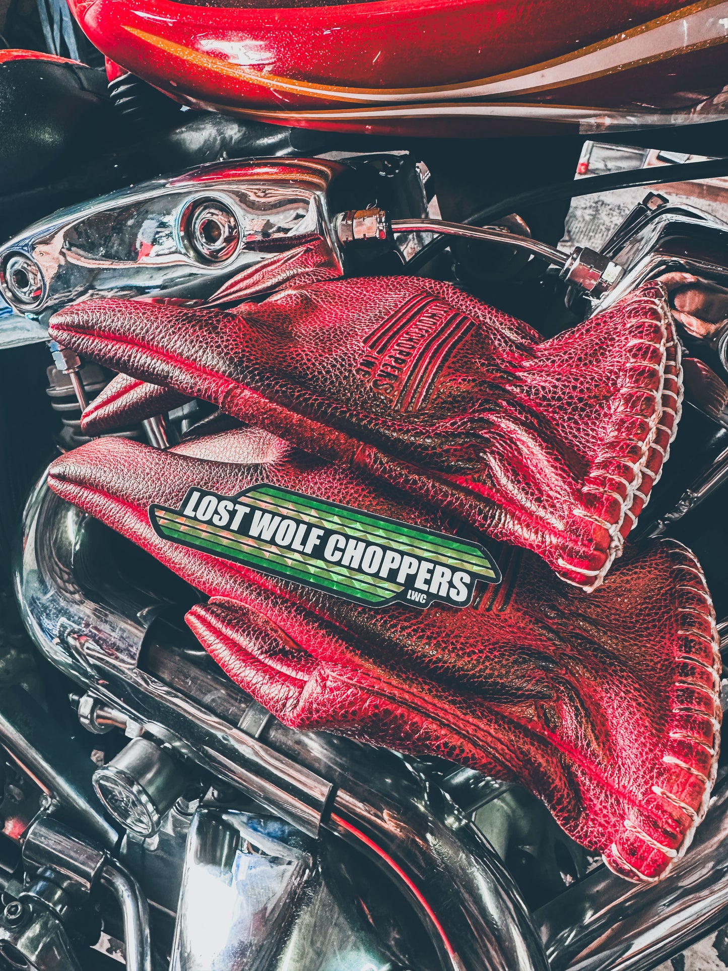 Lost Wolf Choppers Gloves Burnt Red
