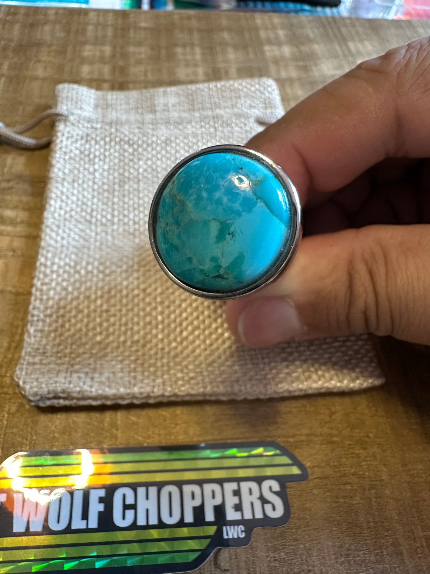 Kingman Arizona Turquoise S&S Enricher Choke Knob (Striped Long)