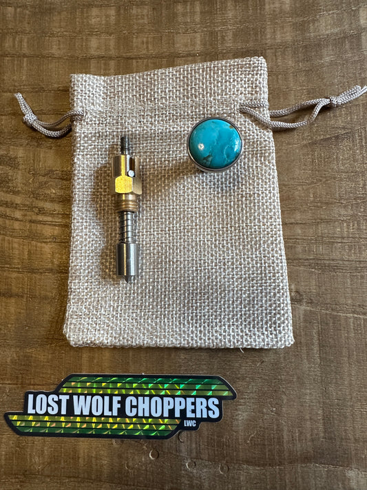 Kingman Arizona Turquoise S&S Enricher Choke Knob (Striped Chalice)