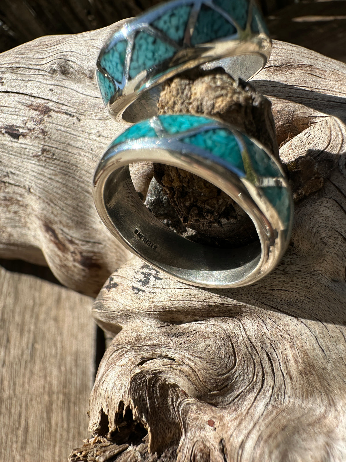 Sterling silver turquoise inlay ring.