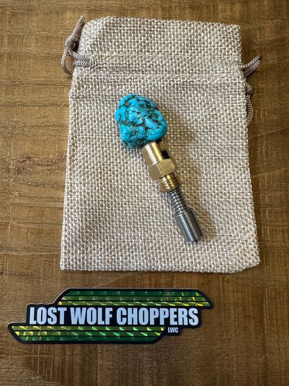 Turquoise S&S Enricher choke knob.