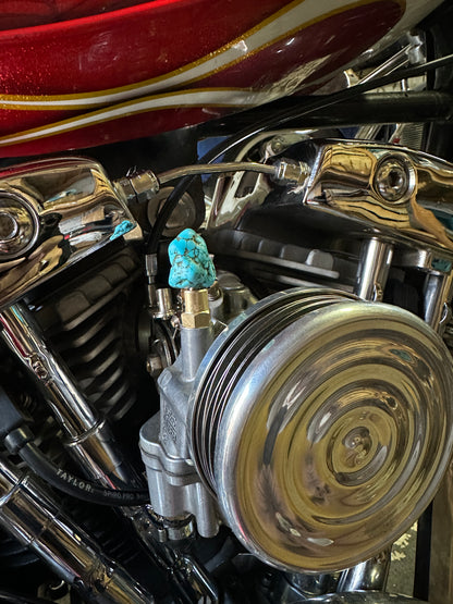 Turquoise S&S Enricher choke knob.