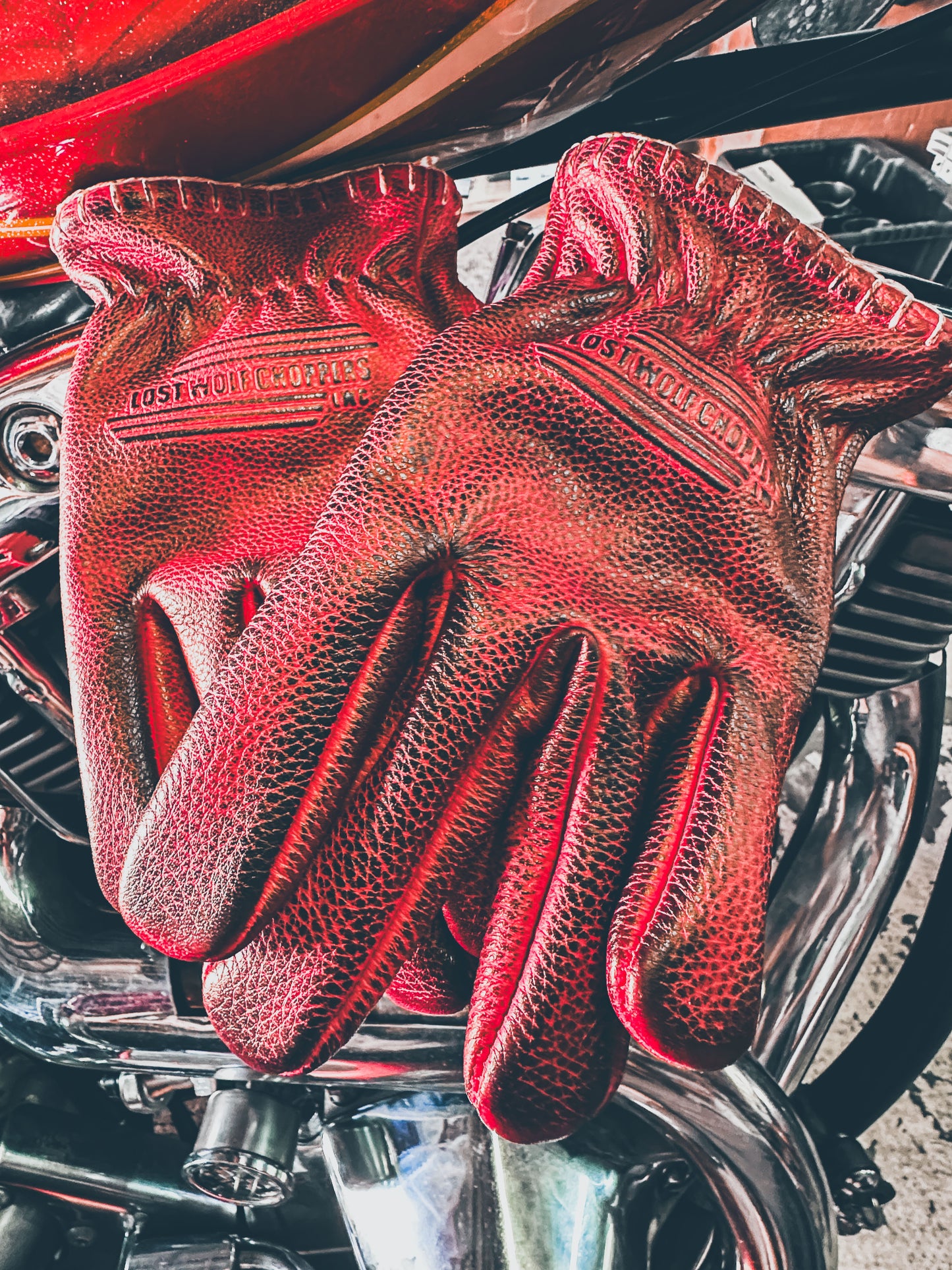Lost Wolf Choppers Gloves Burnt Red