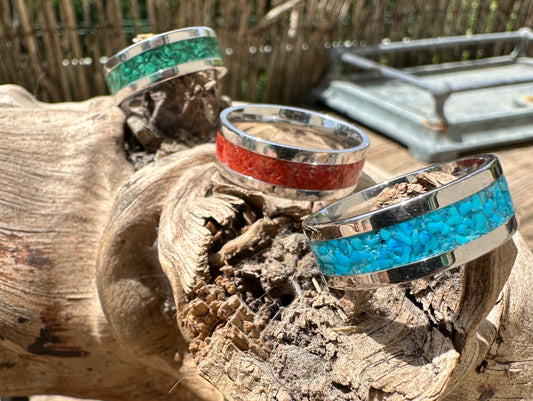 Native American-inspired inlaid rings