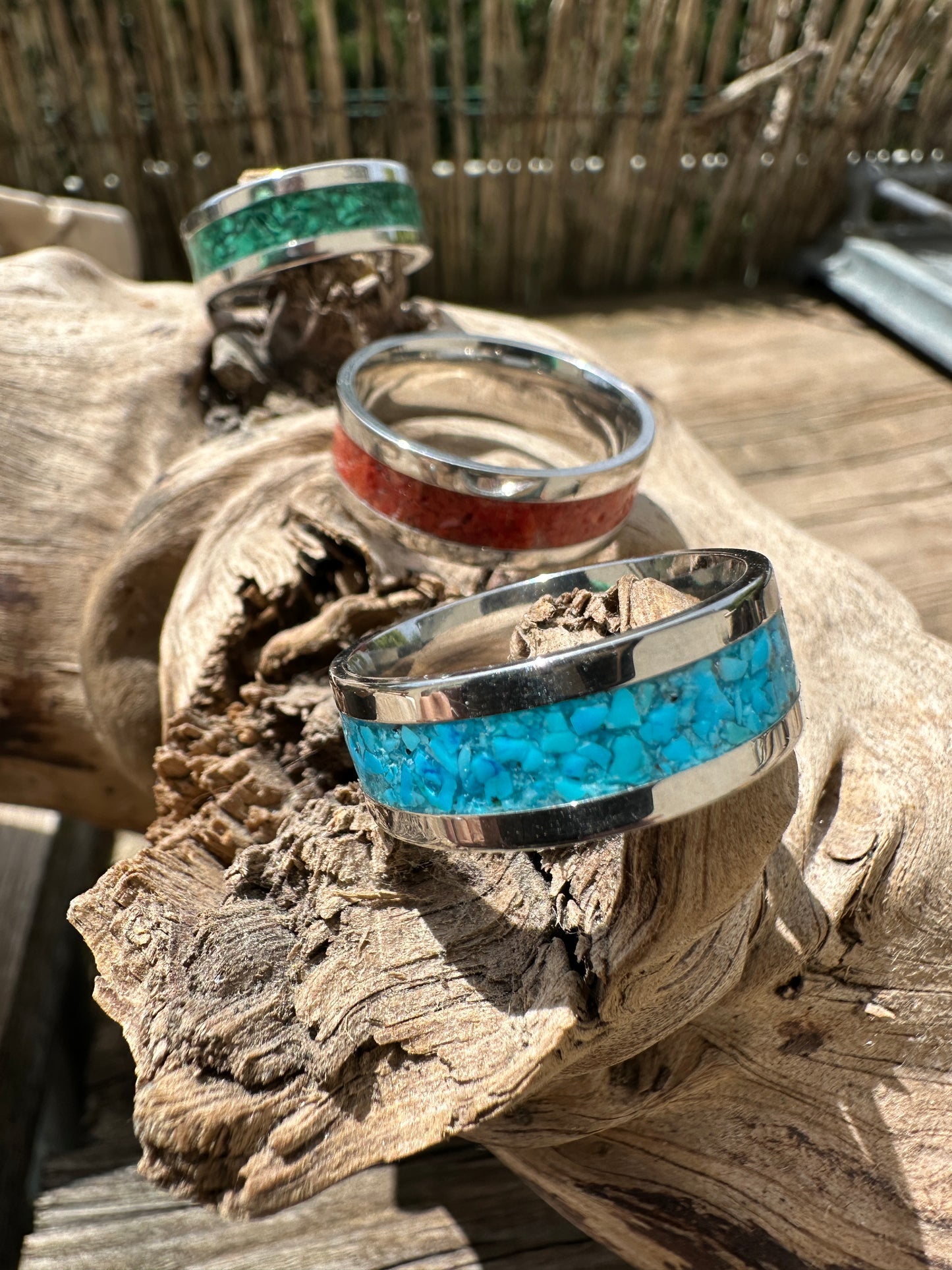 Native American-inspired inlaid rings