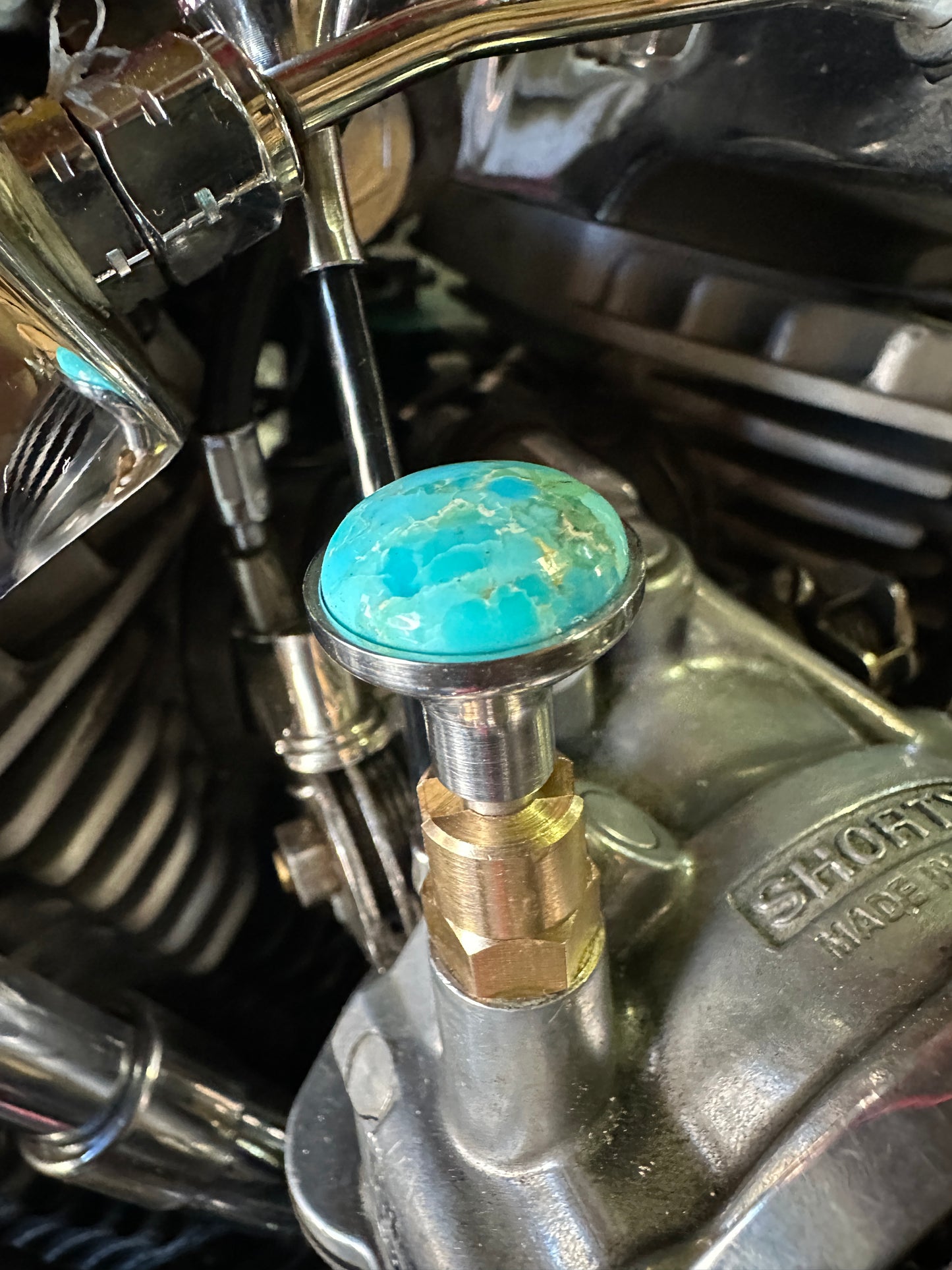 Arizona Turquoise S&S Enricher Choke Knob Short