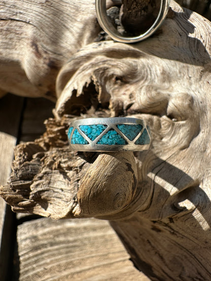 Sterling silver turquoise inlay ring.