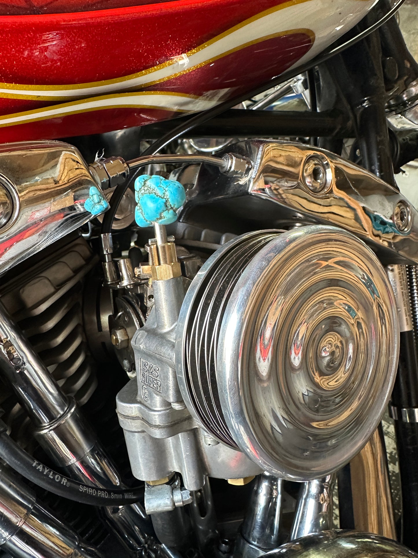 Turquoise S&S Enrichener Choke Knob.