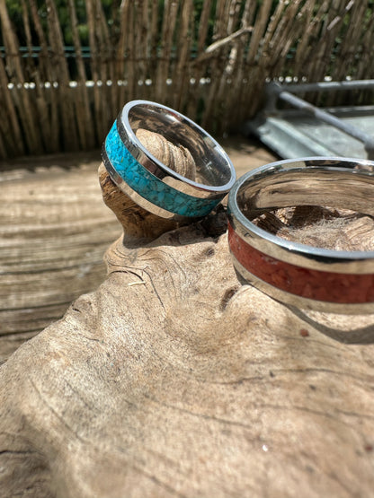 Native American-inspired inlaid rings