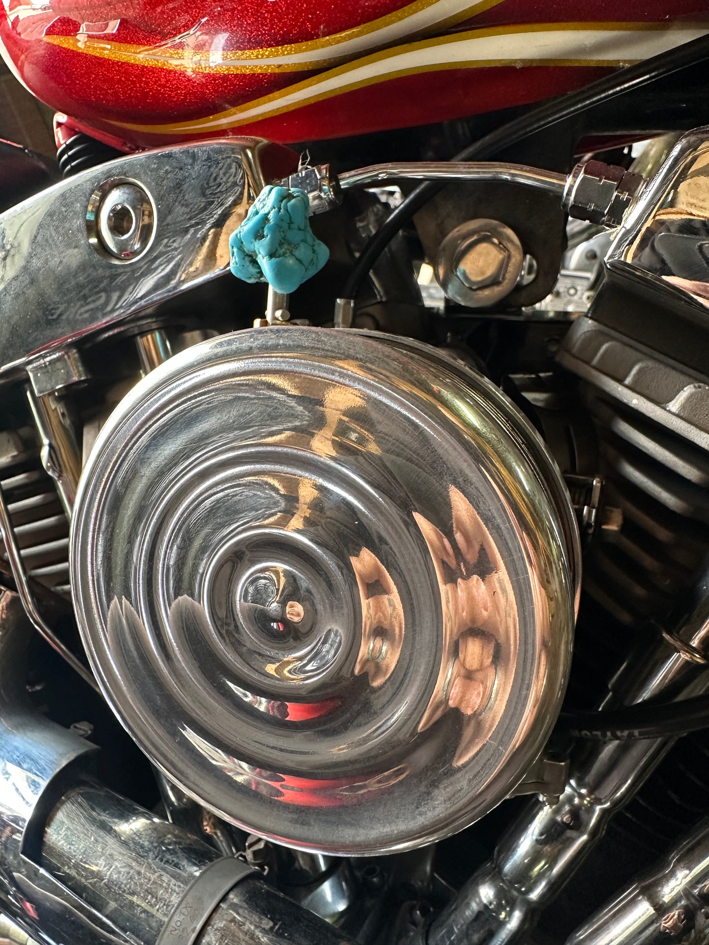 Turquoise S&S Enricher Choke Knob.