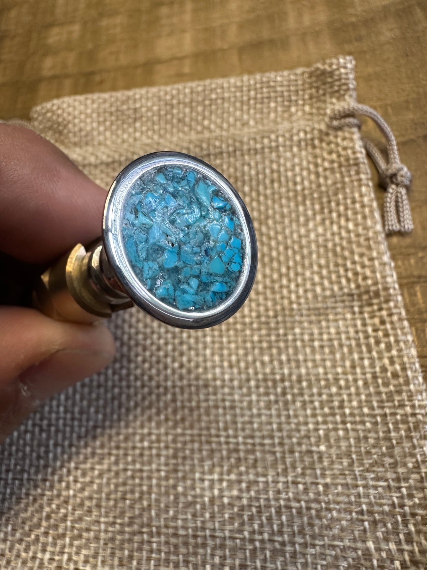 Arizona Turquoise Inlay S&S Enricher Choke Knob (Striped Chalice)