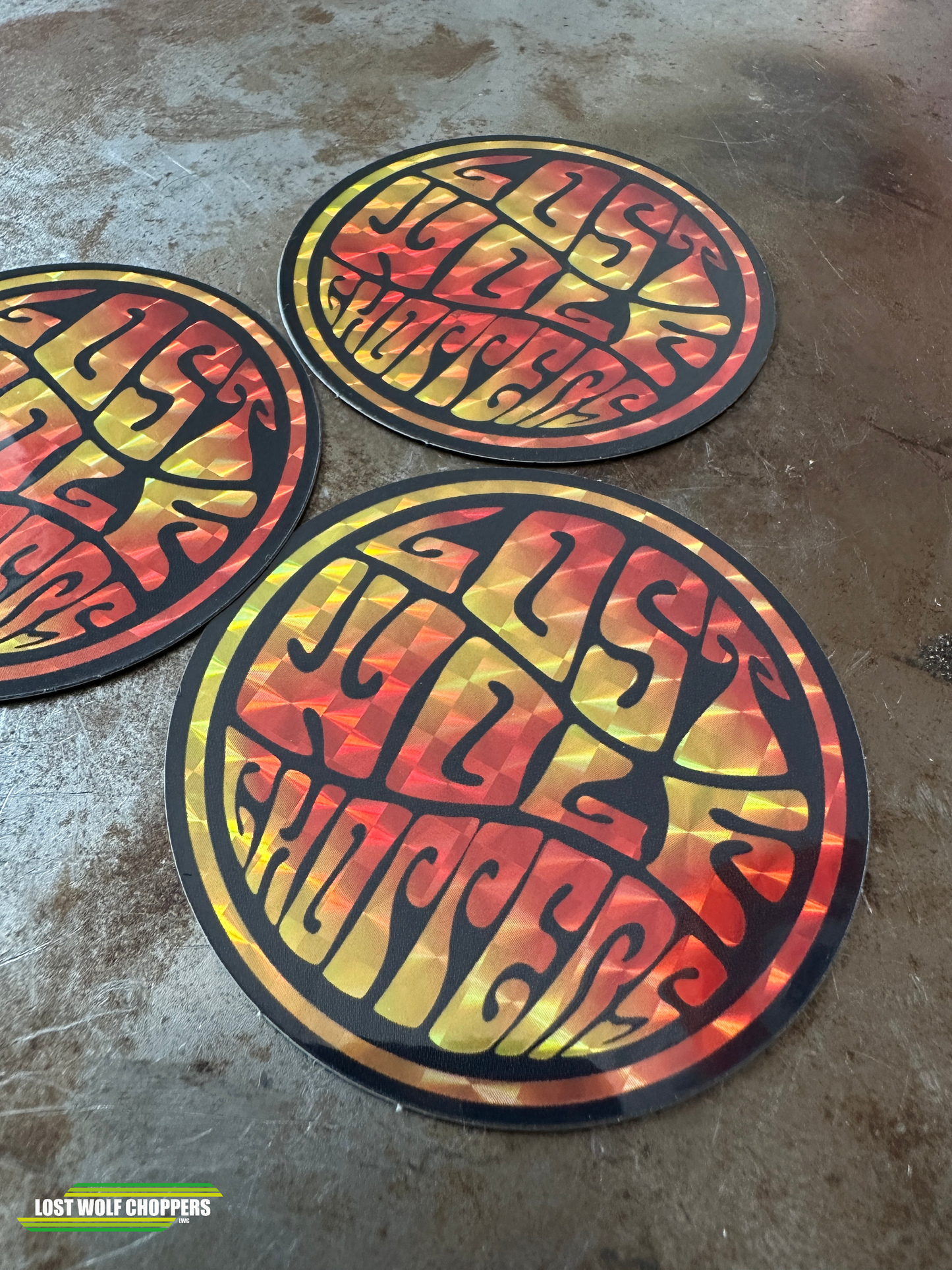 Round Lost Wolf Choppers Stickers